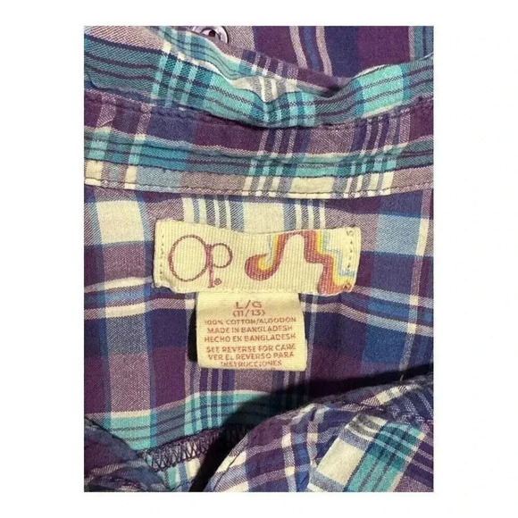 OP Ocean Pacific plaid button down women’s long sleeved blouse size large - Picture 4 of 6